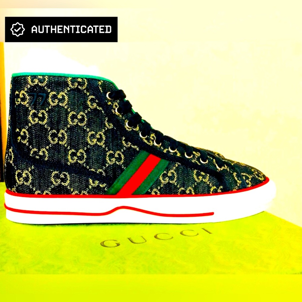 Gucci Men’s High Top Tennis 1977 Black Mini GG Size G - Size 10.5 US